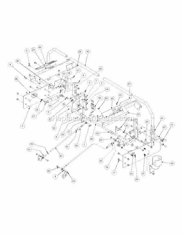 Control Assembly Diagram and Parts List for M48-HN 53BB5E6V750-20-HP-OHV Cub Cadet Lawn Tractor